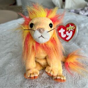 Ty Beanie Babies Bushy Lion 2000 Bright Yellow and Orange Mane Vintage